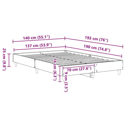vidaXL Bed Frame Sonoma 137 x 190 cm Engineered Wood