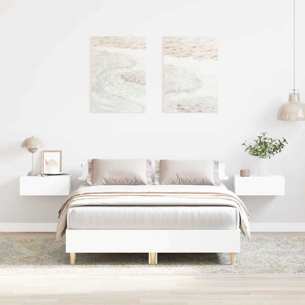 vidaXL Bed Frame White 137 x 190 cm Engineered Wood