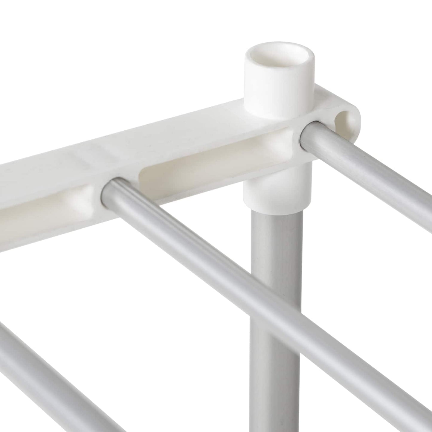 vidaXL Tubular Shelf with Storage White 129 x 27 x 132 cm Aluminium