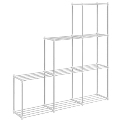 vidaXL Tubular Shelf with Storage White 129 x 27 x 132 cm Aluminium