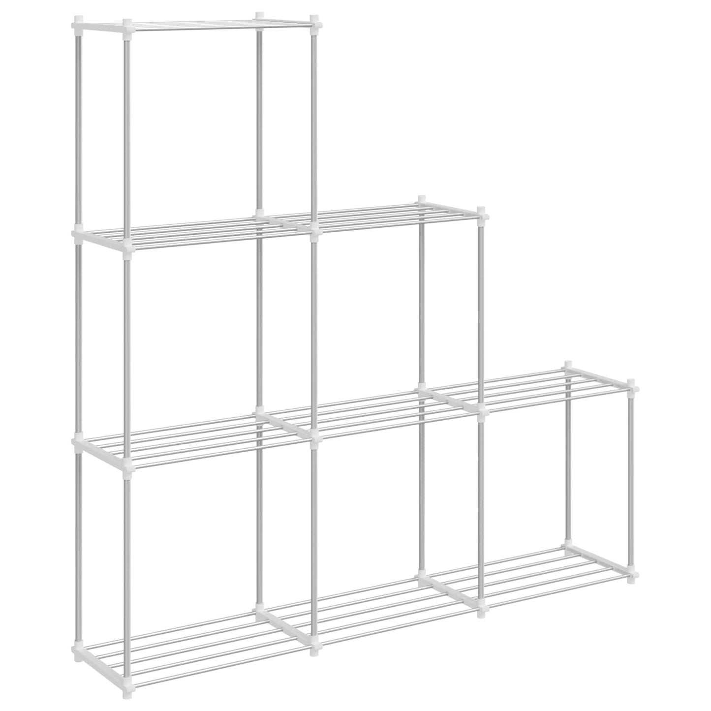 vidaXL Tubular Shelf with Storage White 129 x 27 x 132 cm Aluminium