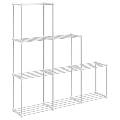 vidaXL Tubular Shelf with Storage White 129 x 27 x 132 cm Aluminium