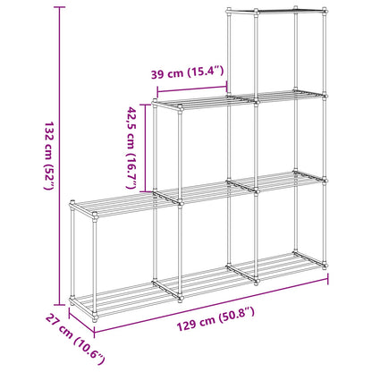 vidaXL Tubular Shelf with Storage White 129 x 27 x 132 cm Aluminium