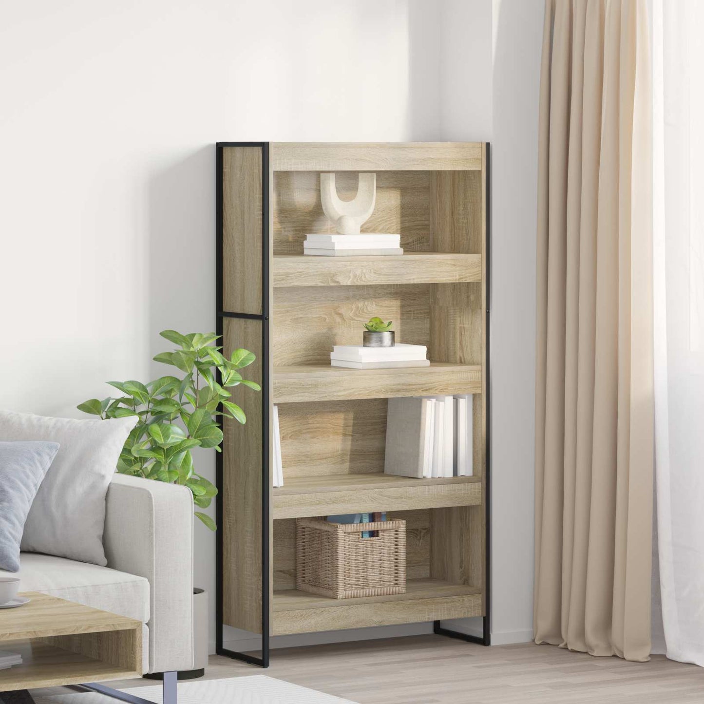 vidaXL Book Cabinet 80 x 30 x 155 cm Engineered Wood Sonoma