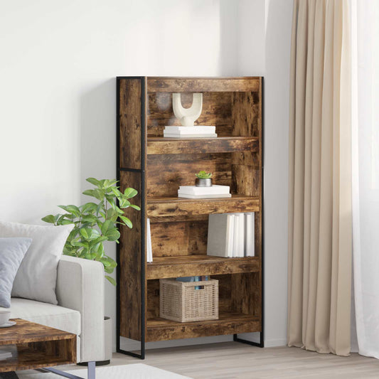 vidaXL Book Cabinet 80 x 30 x 155 cm Engineered Wood Smoke Oak