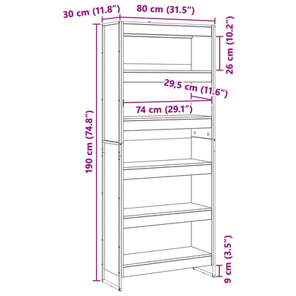 vidaXL Book Cabinet 80 x 30 x 189.5 cm Engineered Wood Smoke Oak
