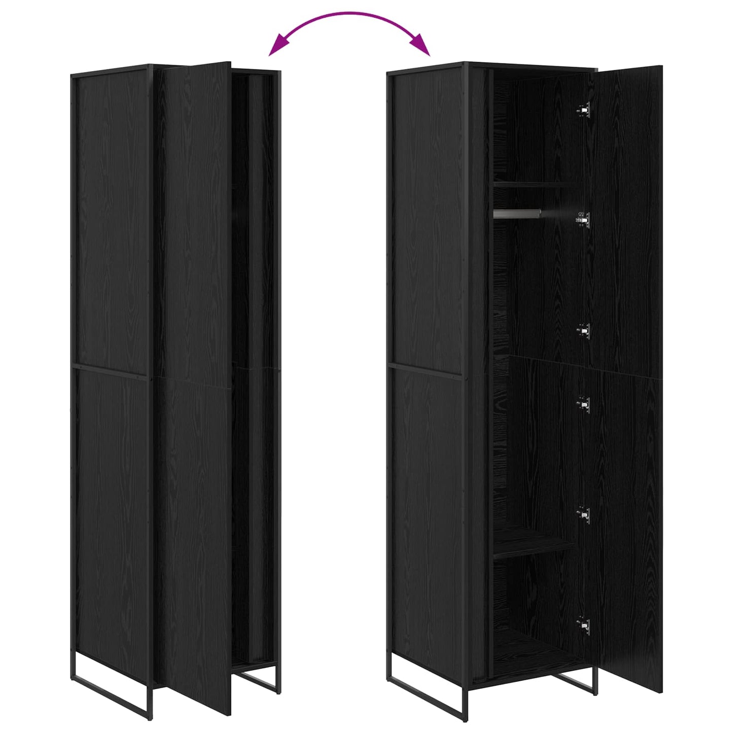 vidaXL Warderobe with Door Black Oak 50 x 50 x 200 cm Engineered Wood