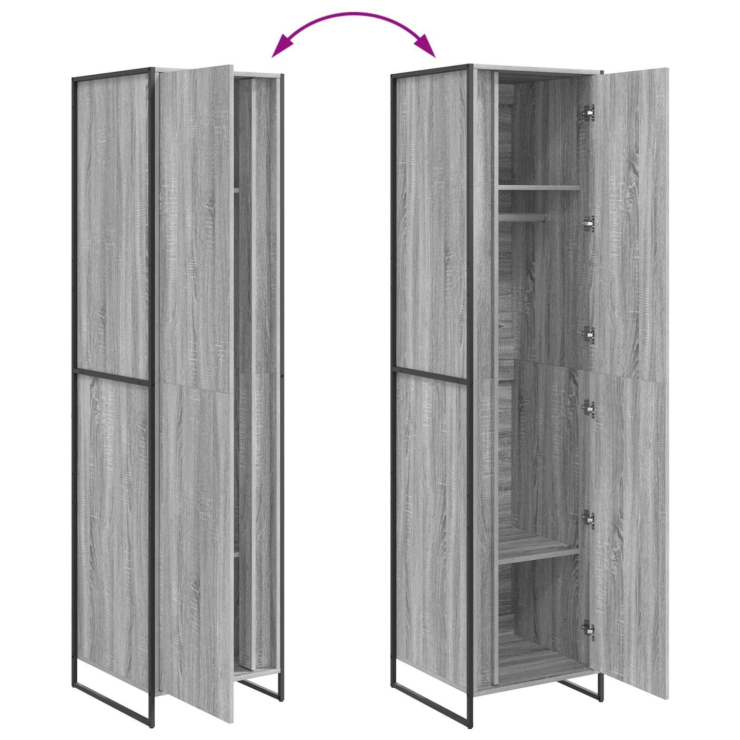 vidaXL Warderobe Grey Sonoma 50 x 50 x 200 cm Engineered Wood