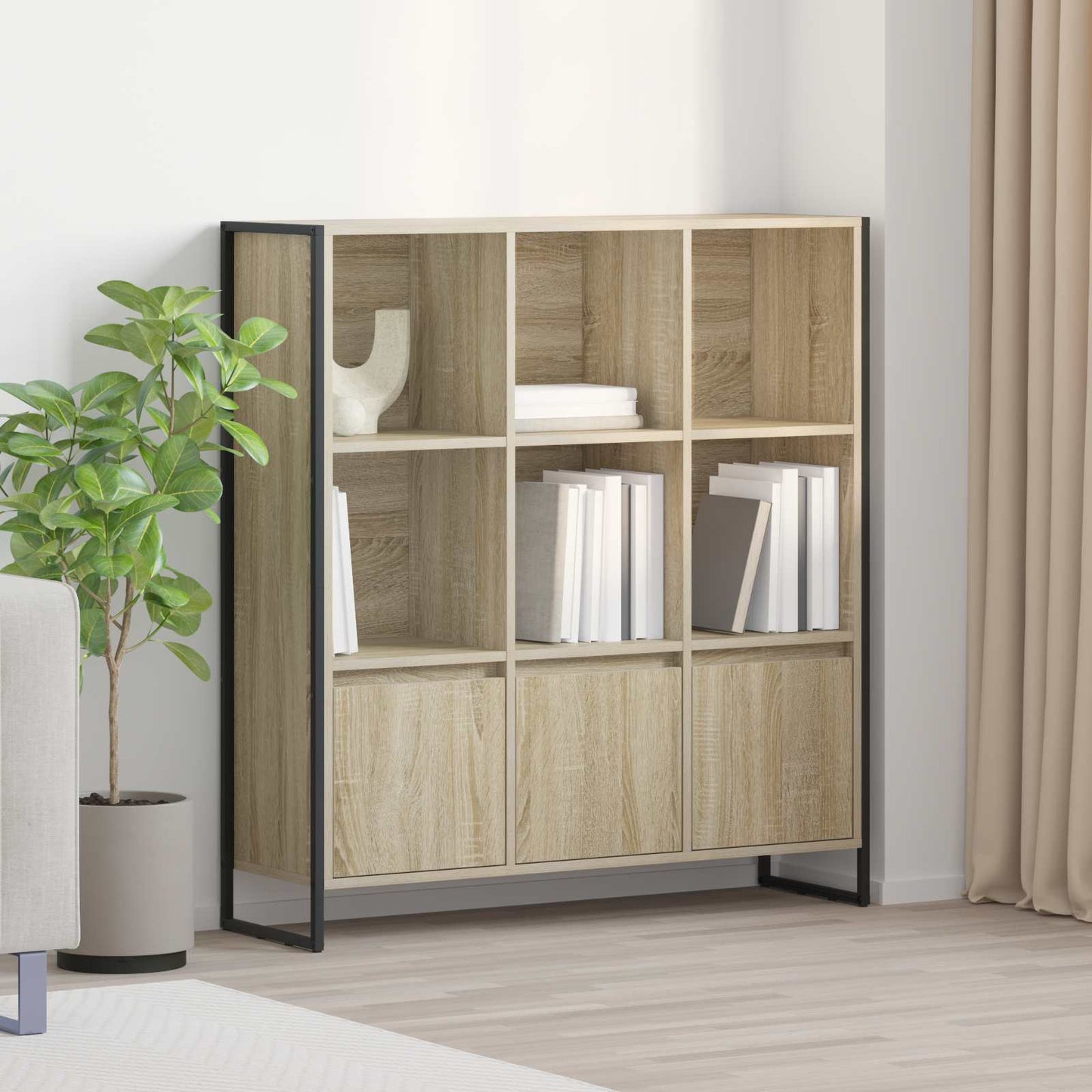 vidaXL Book Cabinet 99.5 x 30 x 108 cm Engineered Wood Sonoma