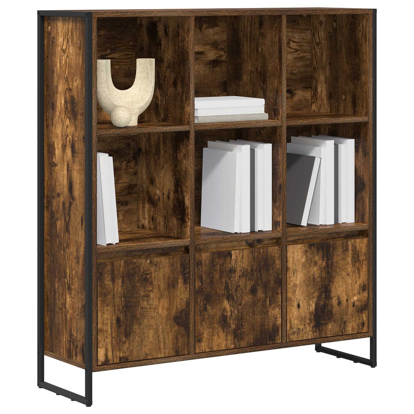 vidaXL Book Cabinet 99.5 x 30 x 108 cm Engineered Wood Smoke Oak