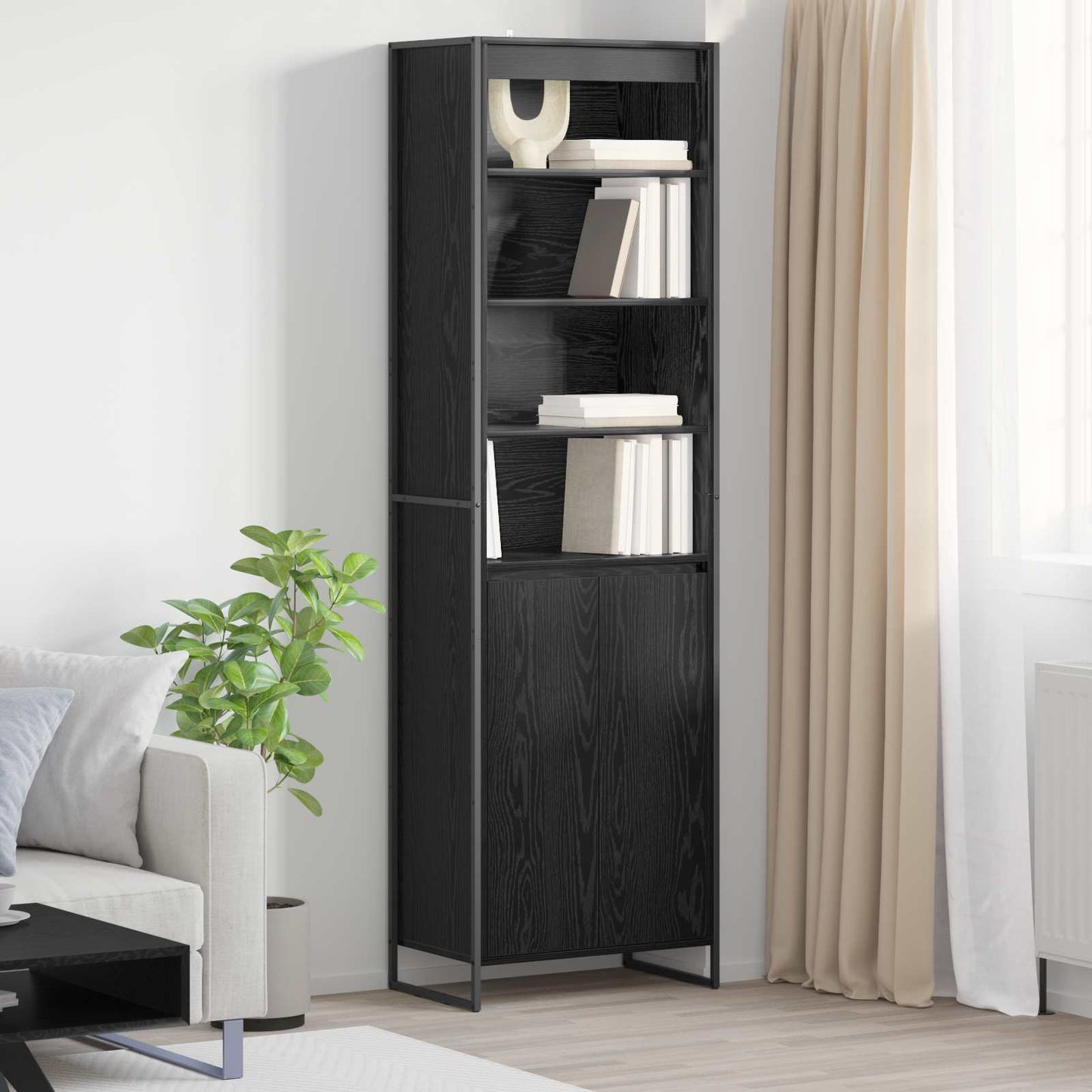 vidaXL Tall Cabinets Black Oak 60 x 36 x 200 cm Engineered Wood