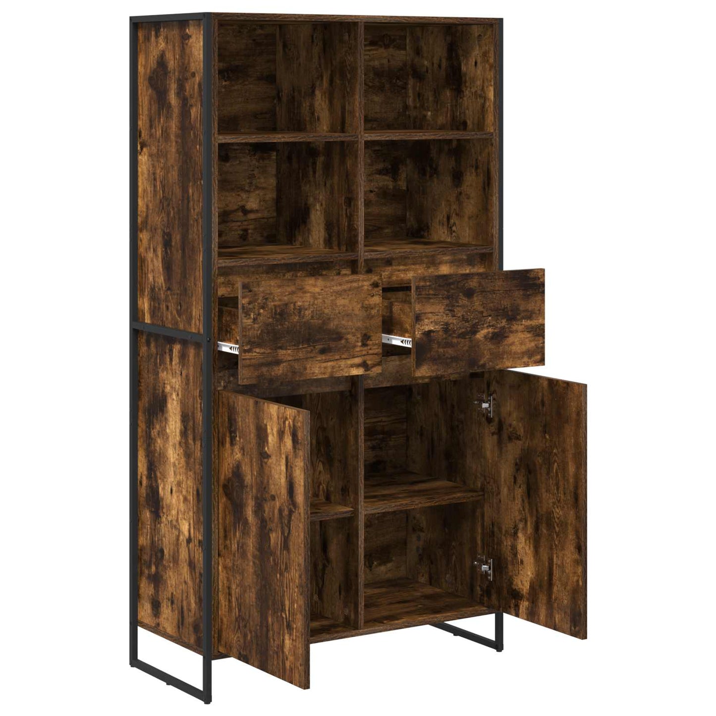 vidaXL Sideboard Smoke Oak 81 x 36 x 150.5 cm Engineered Wood