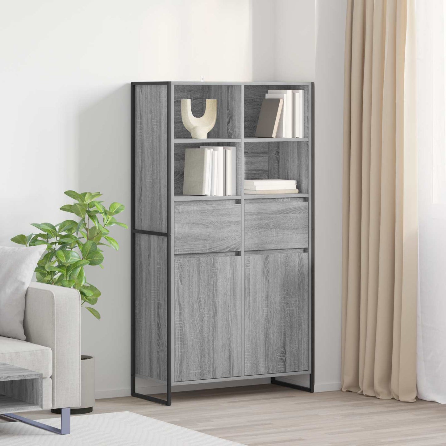 vidaXL Sideboard Grey Sonoma 81 x 36 x 150.5 cm Engineered Wood