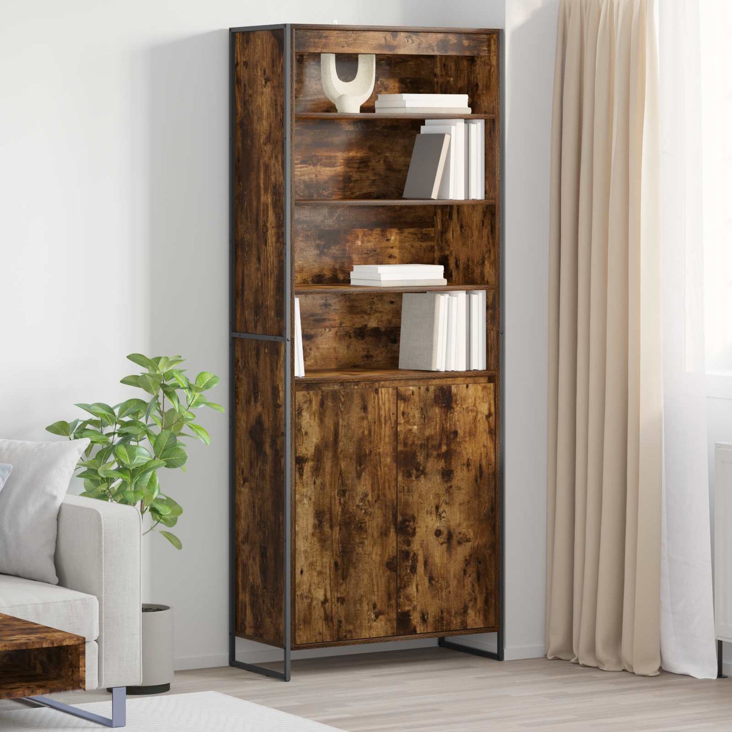 vidaXL Tall Cabinets Smoke Oak 79 x 36 x 200 cm Engineered Wood