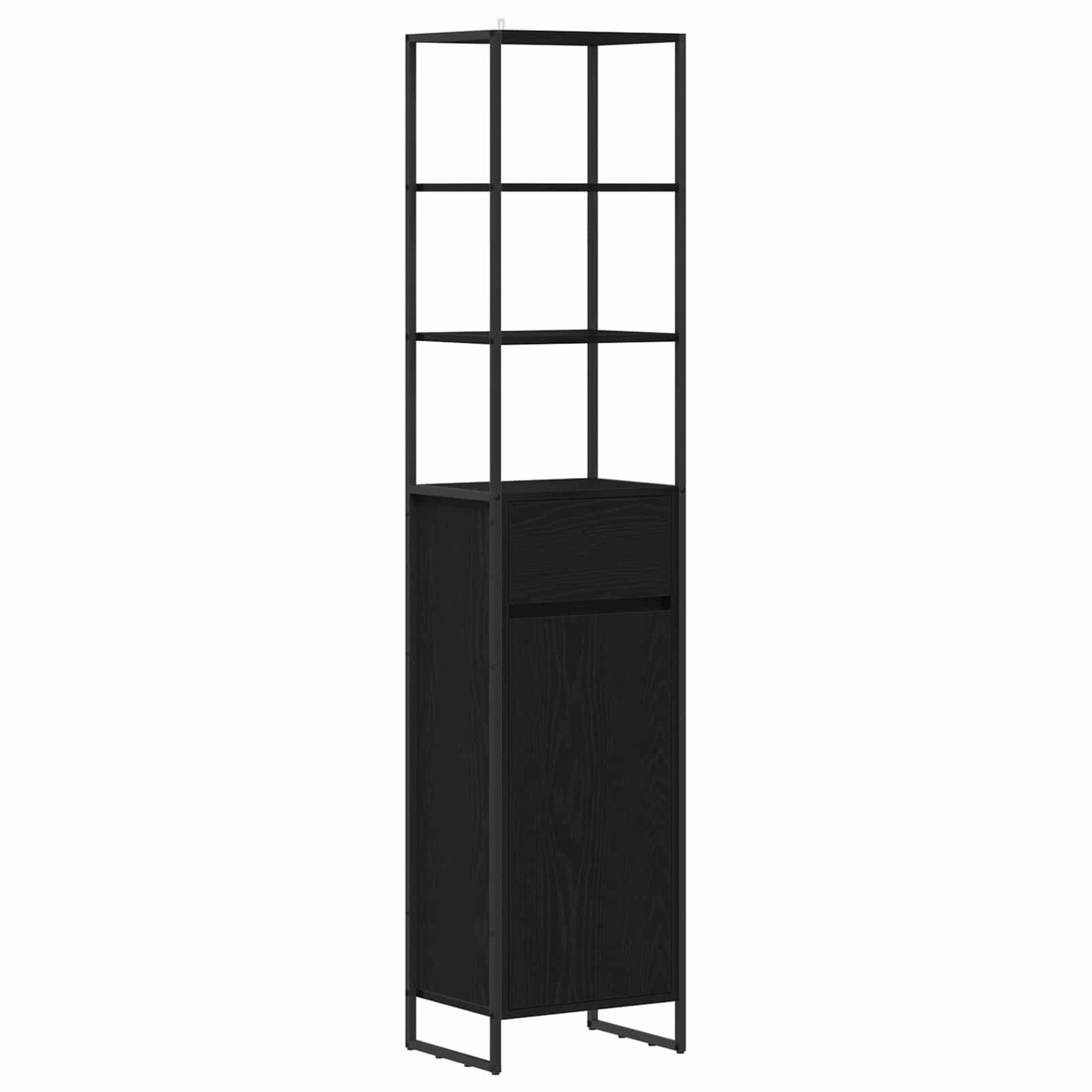 vidaXL Bathroom Furniture Set with Drawer Black Oak Engineered Wood