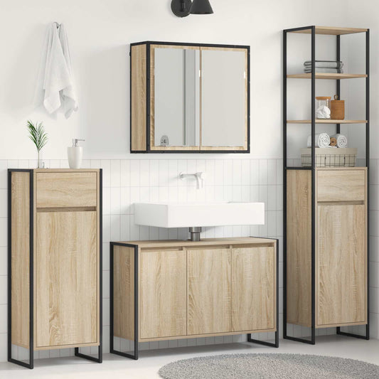 vidaXL Bathroom Furniture Set with Drawer Sonoma Oak Engineered Wood