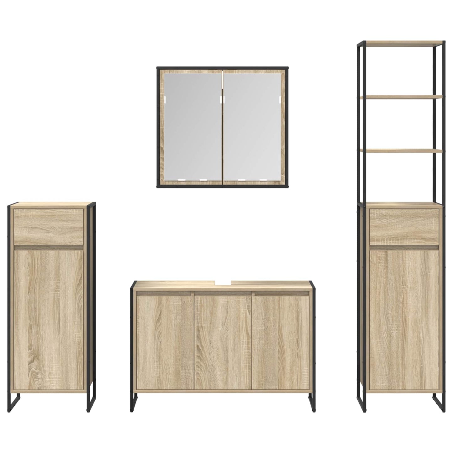 vidaXL Bathroom Furniture Set with Drawer Sonoma Oak Engineered Wood