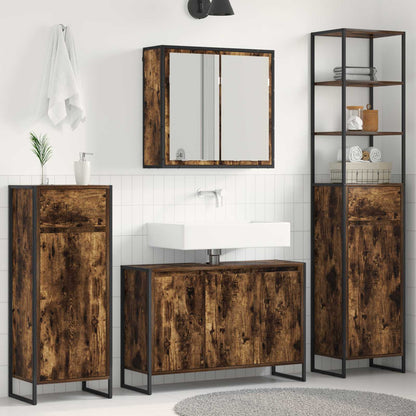 vidaXL Bathroom Furniture Set with Drawer Smoked Oak Engineered Wood