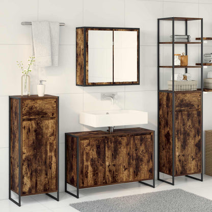 vidaXL Bathroom Furniture Set with Drawer Smoked Oak Engineered Wood