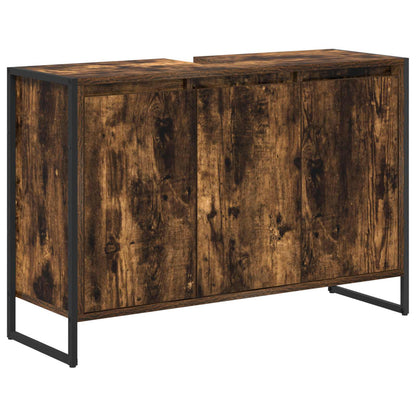 vidaXL Bathroom Furniture Set with Drawer Smoked Oak Engineered Wood