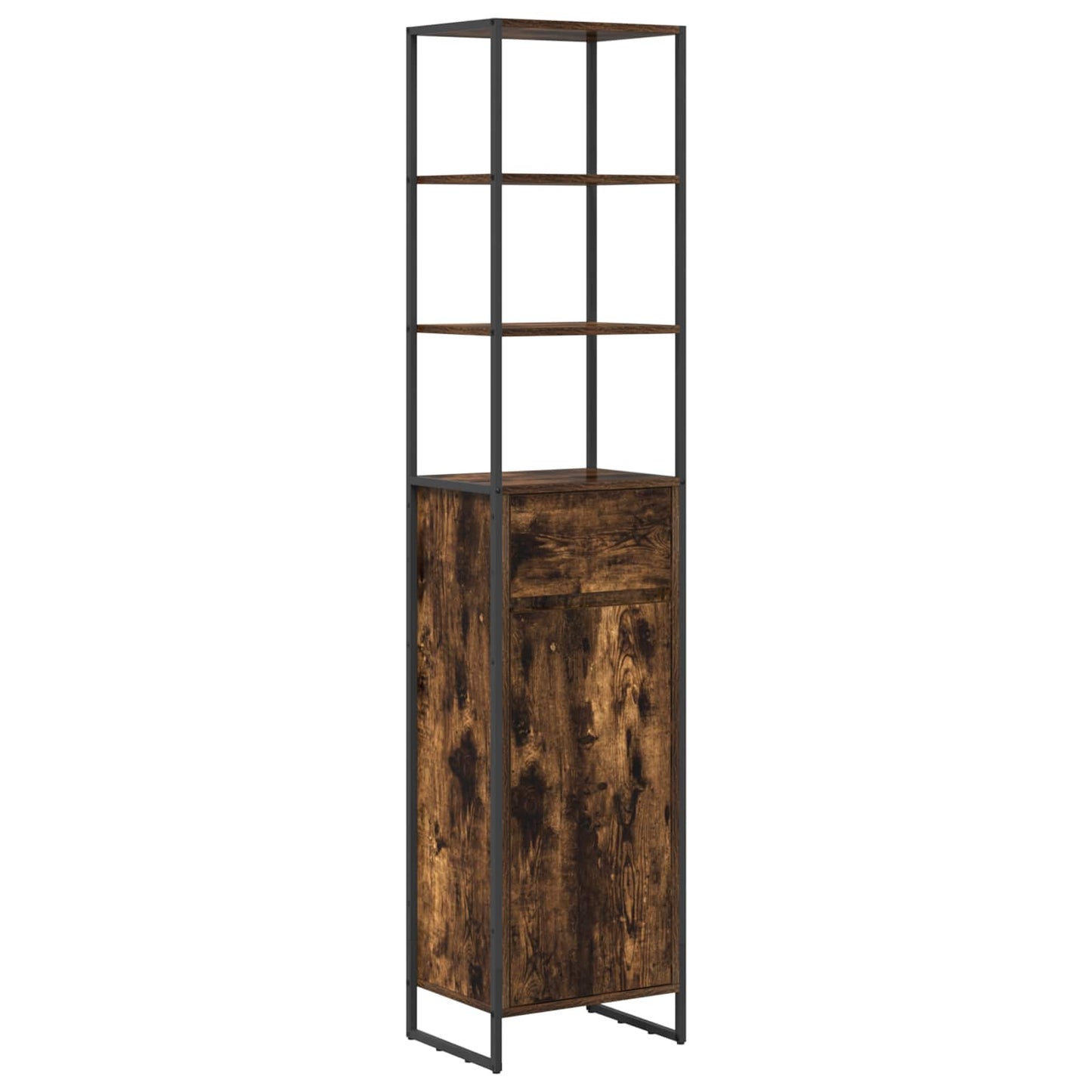 vidaXL Bathroom Furniture Set with Drawer Smoked Oak Engineered Wood