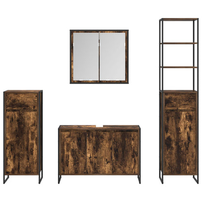 vidaXL Bathroom Furniture Set with Drawer Smoked Oak Engineered Wood