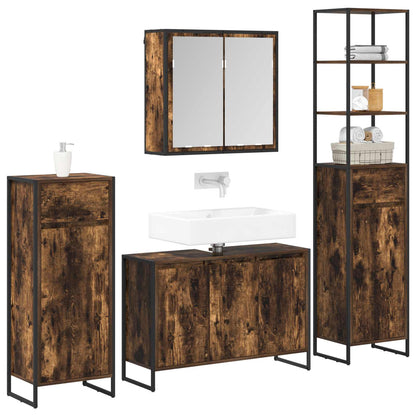 vidaXL Bathroom Furniture Set with Drawer Smoked Oak Engineered Wood