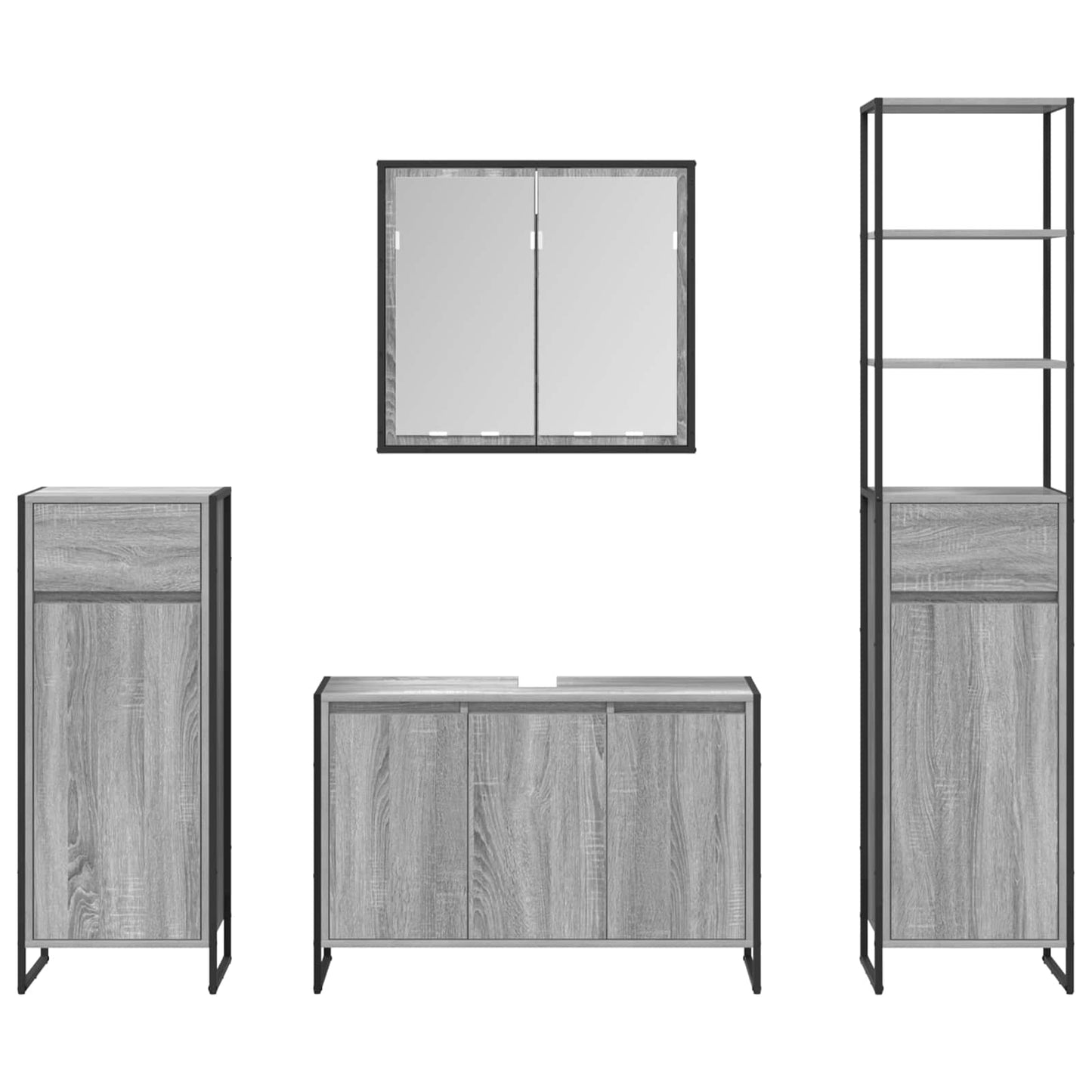 vidaXL Bathroom Furniture Set with Drawer Grey Sonoma Engineered Wood