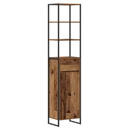 vidaXL Bathroom Furniture Set with Drawer Old Wood Engineered Wood