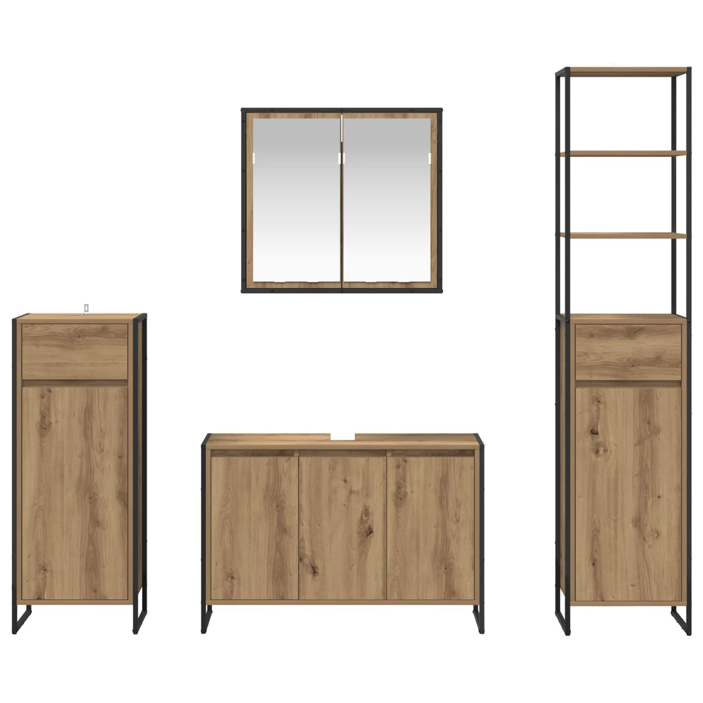 vidaXL Bathroom Furniture Set with Drawer Artisan Oak Engineered Wood