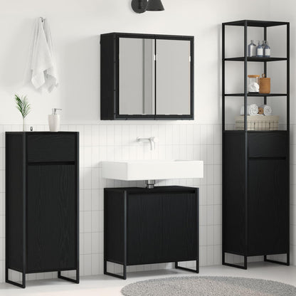 vidaXL Bathroom Furniture Set with Drawer Black Oak Engineered Wood