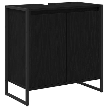 vidaXL Bathroom Furniture Set with Drawer Black Oak Engineered Wood