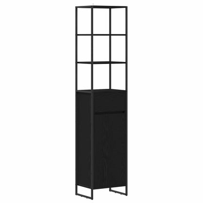 vidaXL Bathroom Furniture Set with Drawer Black Oak Engineered Wood