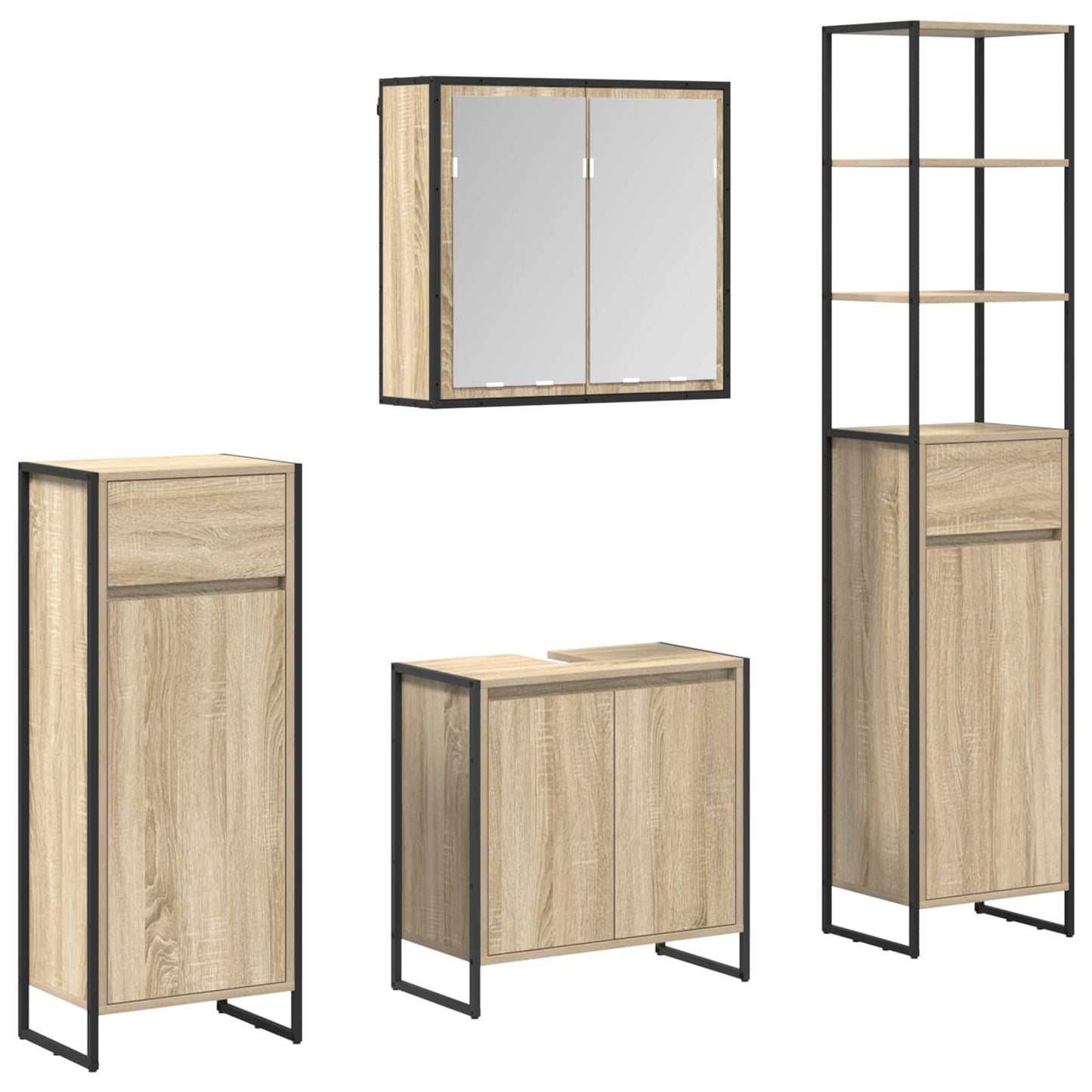 vidaXL Bathroom Furniture Set with Drawer Sonoma Oak Engineered Wood