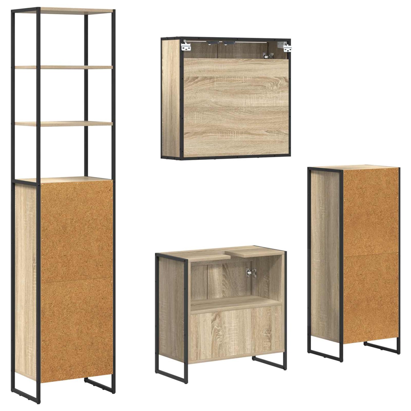 vidaXL Bathroom Furniture Set with Drawer Sonoma Oak Engineered Wood