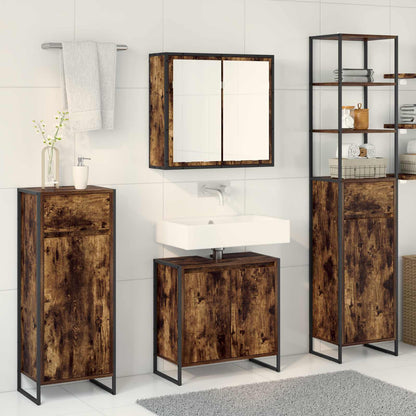 vidaXL Bathroom Furniture Set with Drawer Smoked Oak Engineered Wood