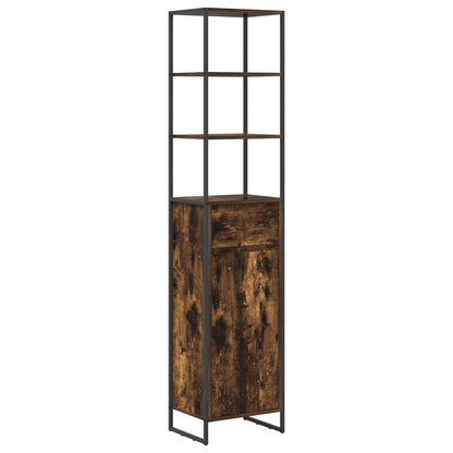 vidaXL Bathroom Furniture Set with Drawer Smoked Oak Engineered Wood