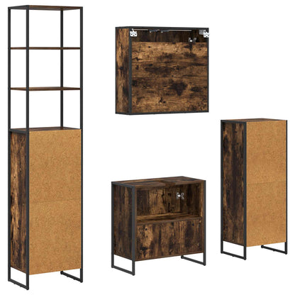 vidaXL Bathroom Furniture Set with Drawer Smoked Oak Engineered Wood