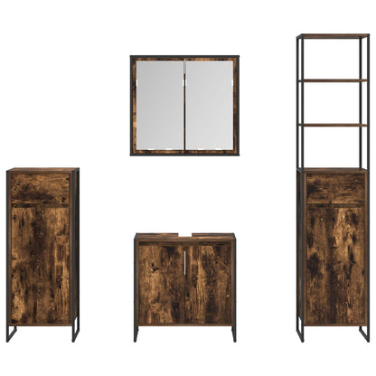 vidaXL Bathroom Furniture Set with Drawer Smoked Oak Engineered Wood