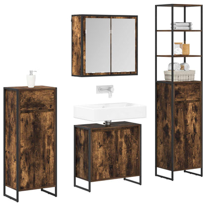 vidaXL Bathroom Furniture Set with Drawer Smoked Oak Engineered Wood