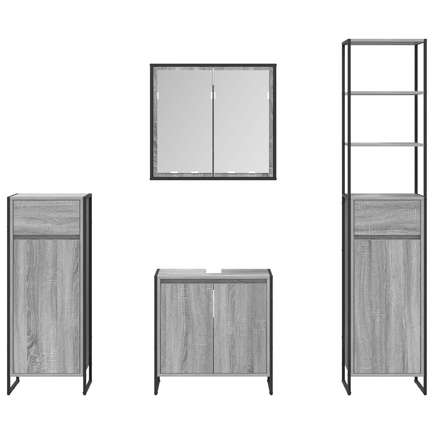 vidaXL Bathroom Furniture Set with Drawer Grey Sonoma Engineered Wood