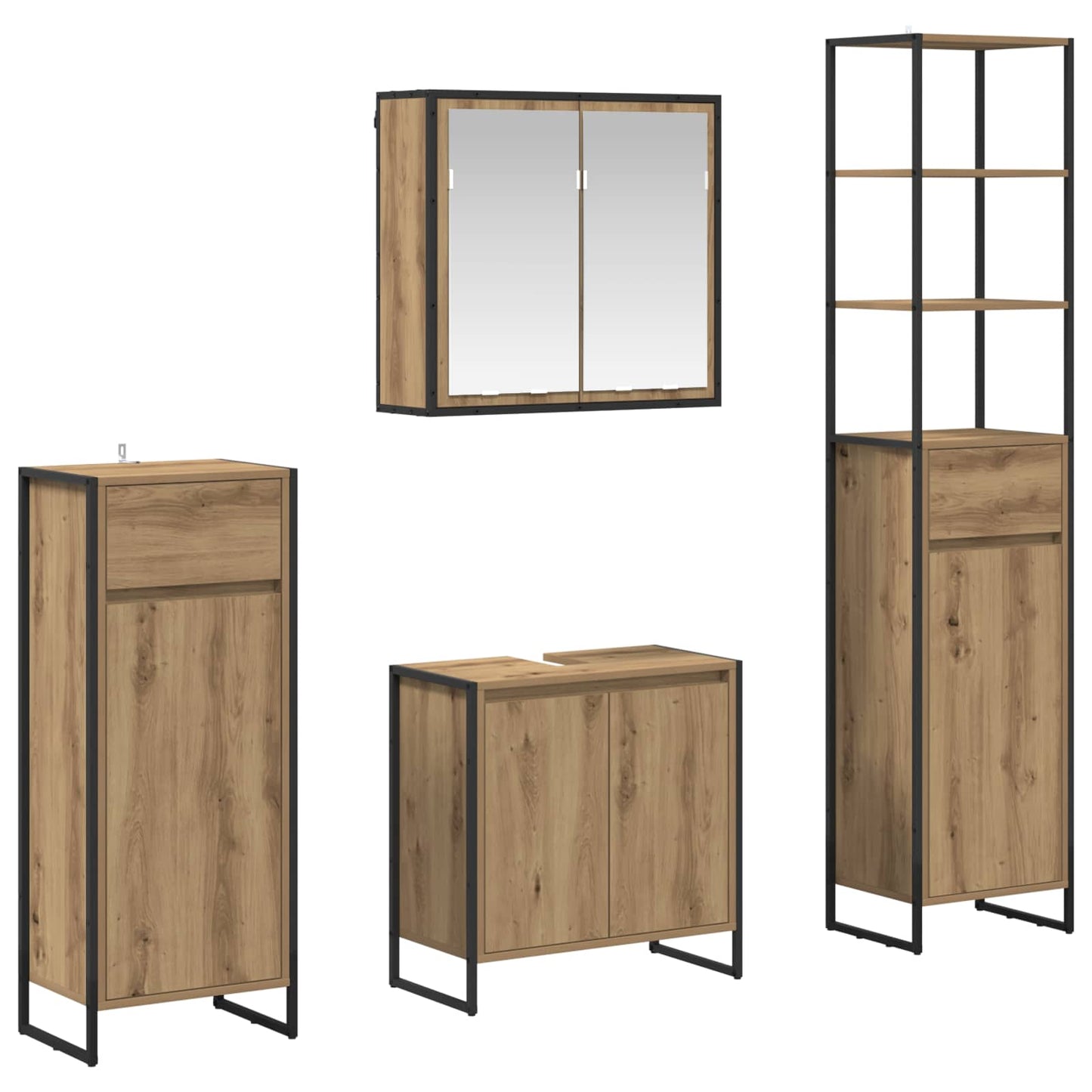 vidaXL Bathroom Furniture Set with Drawer Artisan Oak Engineered Wood