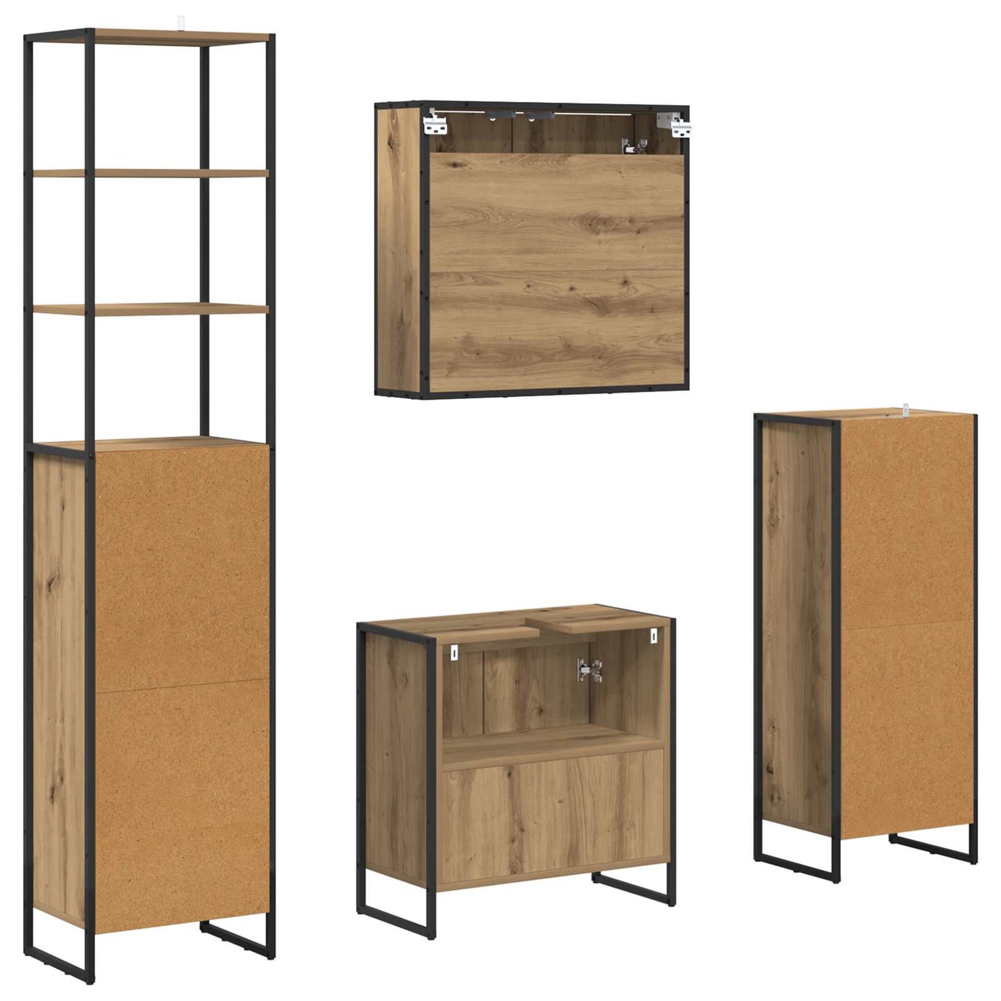 vidaXL Bathroom Furniture Set with Drawer Artisan Oak Engineered Wood