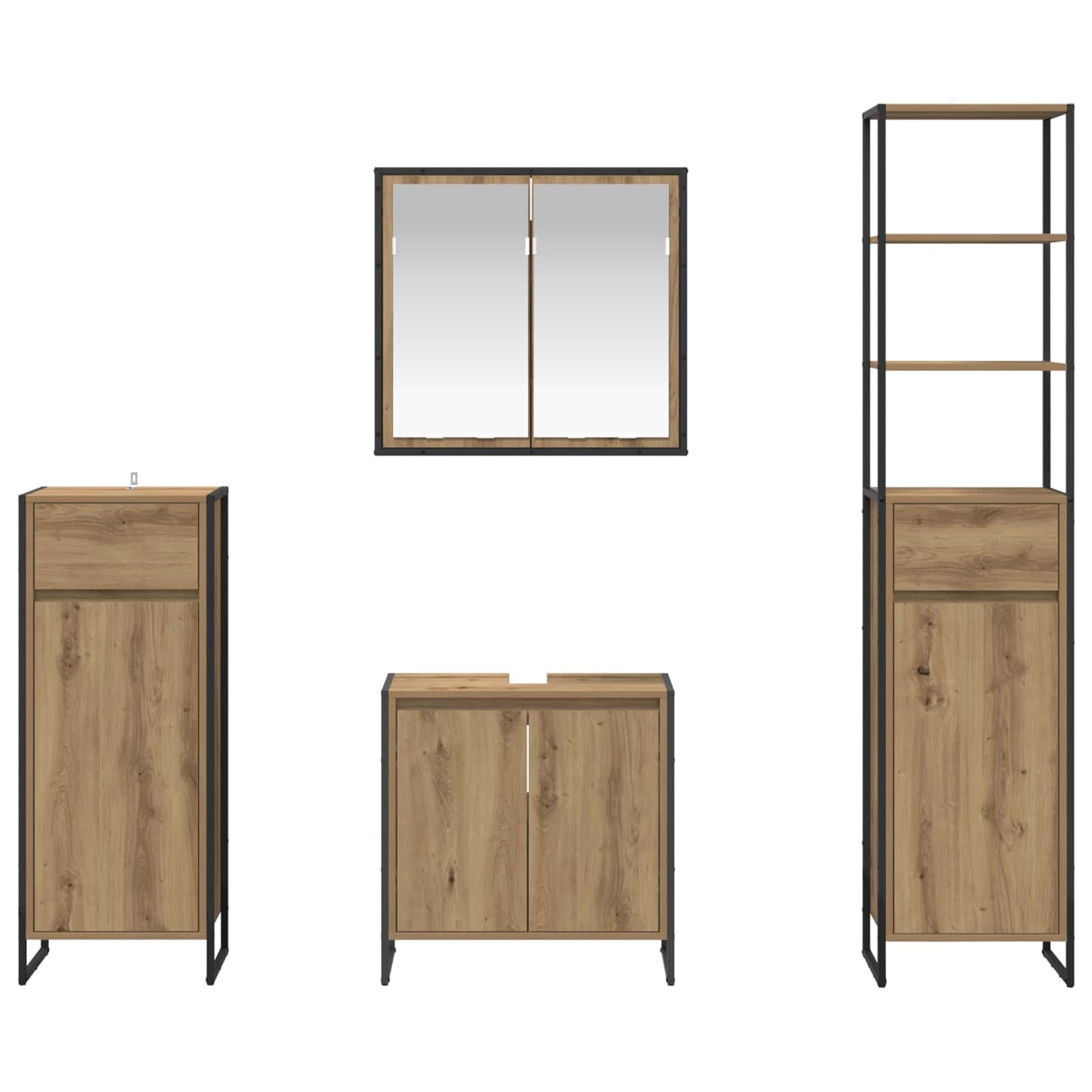 vidaXL Bathroom Furniture Set with Drawer Artisan Oak Engineered Wood