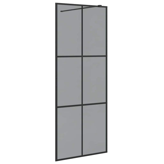vidaXL Walk-in Shower Wall Black 80 x 195 cm Tempered Glass