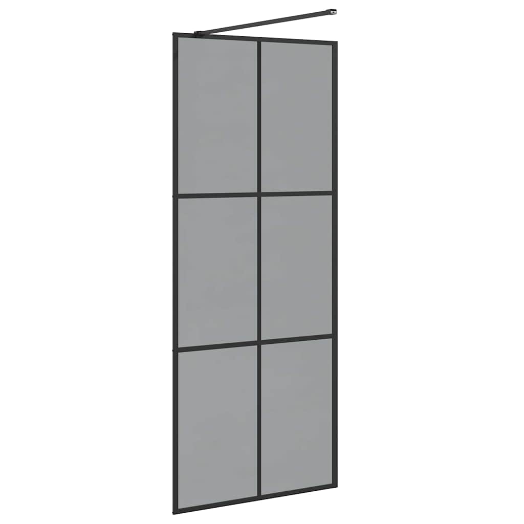 vidaXL Walk-in Shower Wall Black 80 x 195 cm Tempered Glass