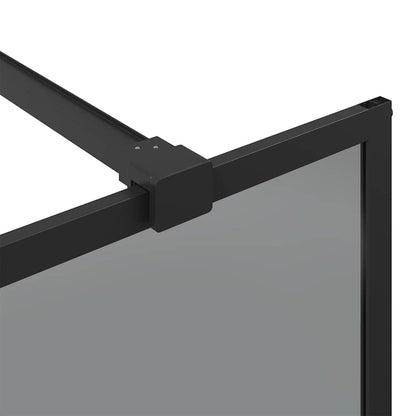 vidaXL Walk-in Shower Wall Black 115 x 195 cm Tempered Glass