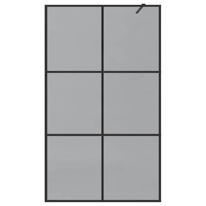 vidaXL Walk-in Shower Wall Black 115 x 195 cm Tempered Glass