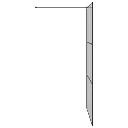 vidaXL Walk-in Shower Wall Black 115 x 195 cm Tempered Glass