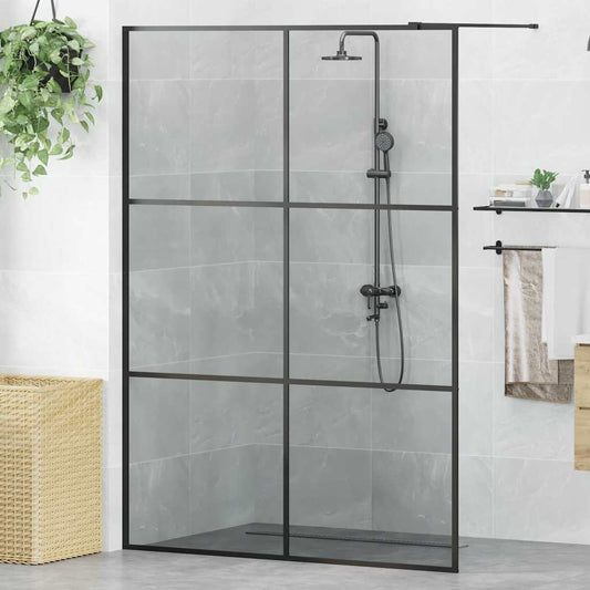 vidaXL Walk-in Shower Wall Black 140 x 195 cm Tempered Glass